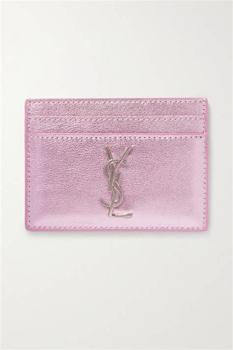 ysl pink metallic card holder|ysl zipped card holder.